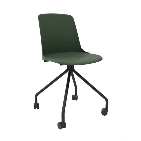 UNO Quad Base Conference Chair with Colour Matched Frame - Green with Black Frame